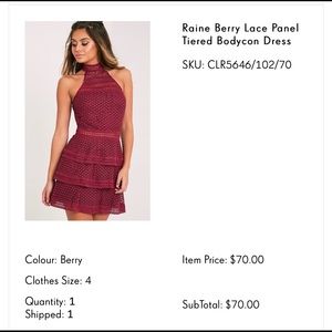 berry lace panel tiered bodycon dress